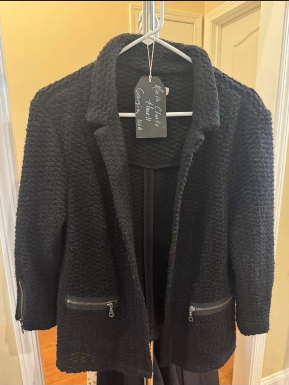 Drew open blazer jacket, black